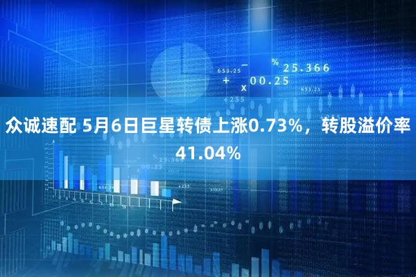 众诚速配 5月6日巨星转债上涨0.73%，转股溢价率41.04%